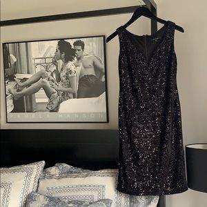 Black velvet sequined party dress